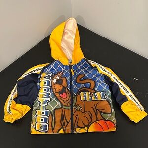 VINTAGE Scooby-Doo Kids' Yellow and Blue Hooded Jacket